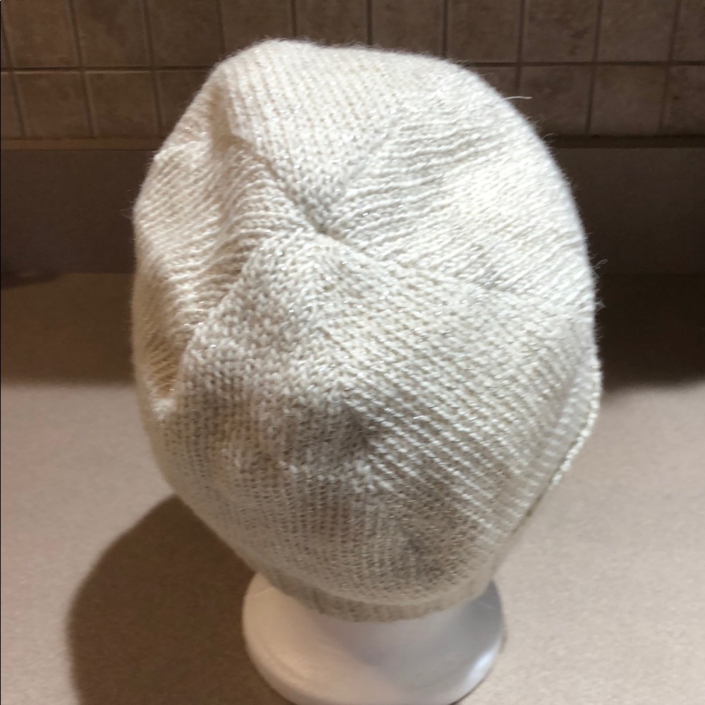 Gold Shimmer & Fleece Knit Beanie Hat.  OSFA - Picture 3 of 5
